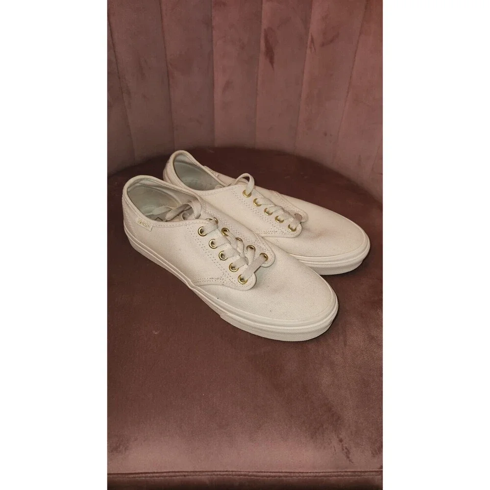 VANS Off the Wall 721356 White Sneakers Womens Size 8 Camden Stripe Metallic - Picture 1 of 8